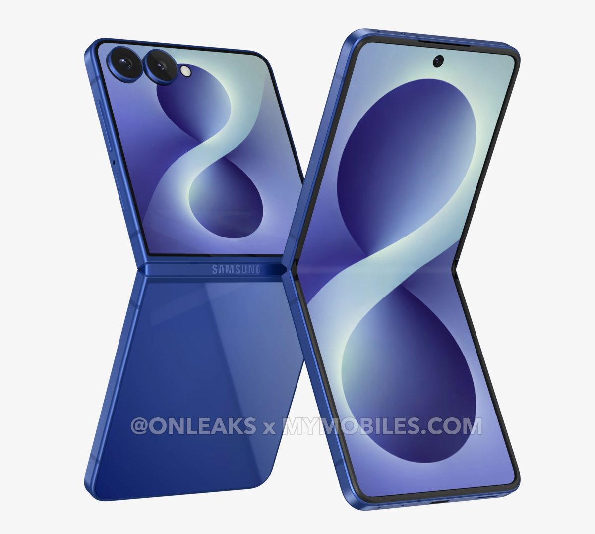 Samsung Galaxy Z Flip8:n mallinnos. Kuva: OnLeaks / MyMobiles.