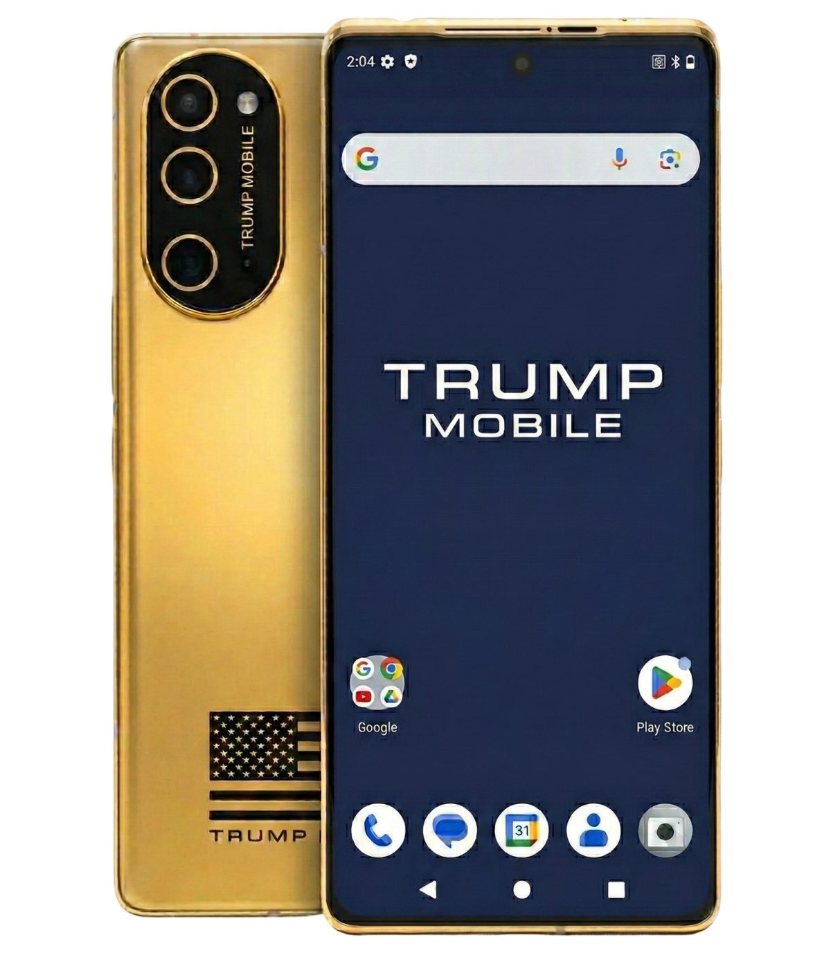 Trump Mobile T1 Phone takaa ja edestä.