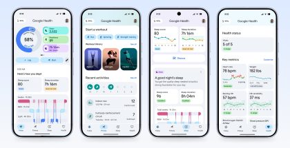 Google Health -sovelluksen neljä näkymää.