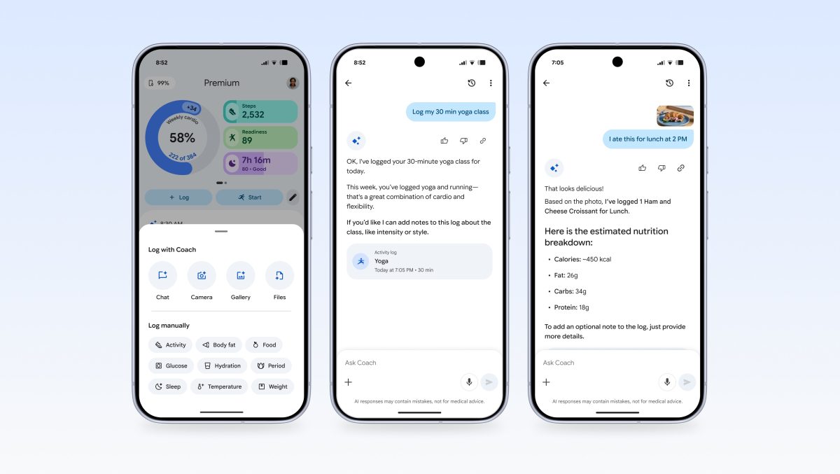 Tietojen kirjaamista Google Health Coachin avulla.