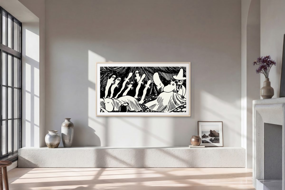 “Hattivatit” (teoksesta “Taikurin hattu” (1948)),Tove Jansson, Samsungin The Frame Pro -televisiossa.