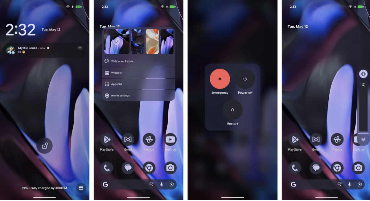 Android 17:n julkaisemattomasta versiosta paljastuneita kuvia. Kuvat: Mystic Leaks.
