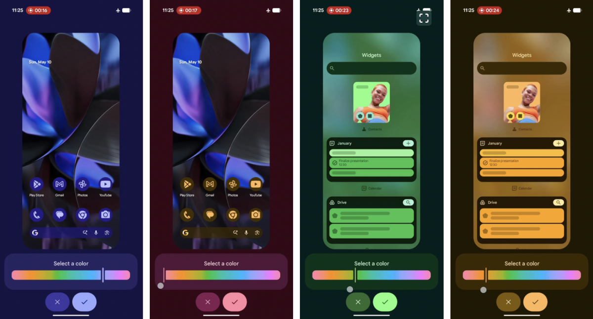 Julkaisematon Android 17 -versio paljasti myös uuden liukusäätimen värin vapaasti valitsemiseksi. Kuvat: Mystic Leaks.