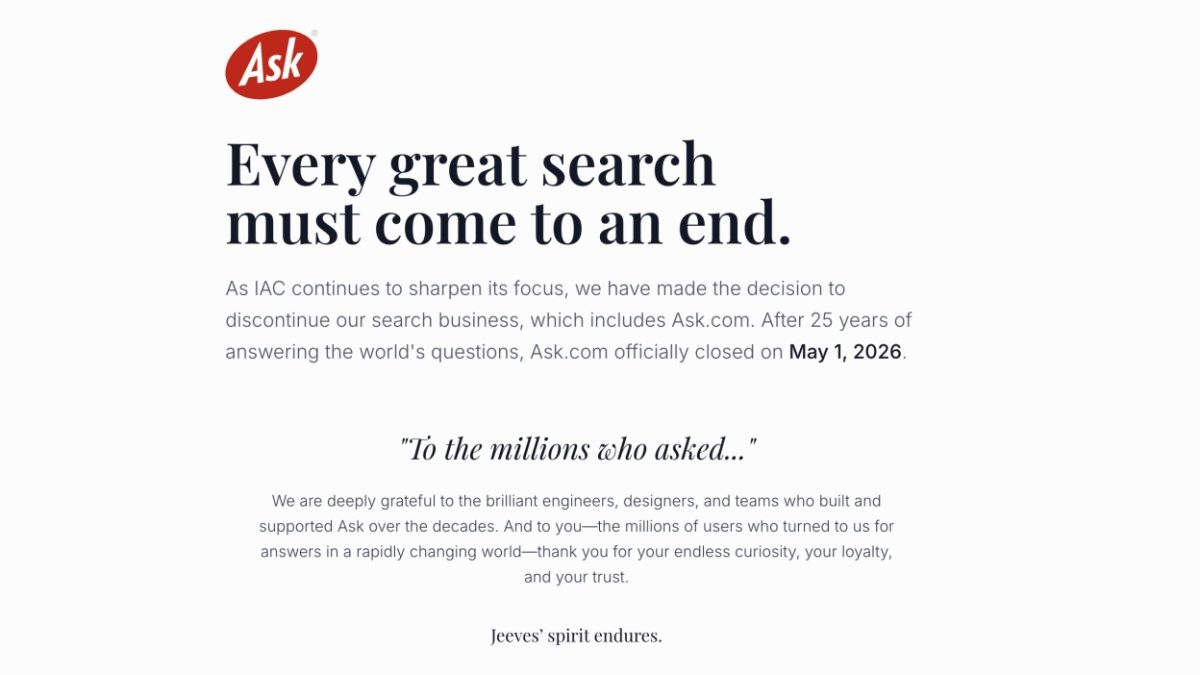 Ask.com on suljettu.