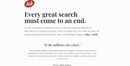 Ask.com on suljettu.