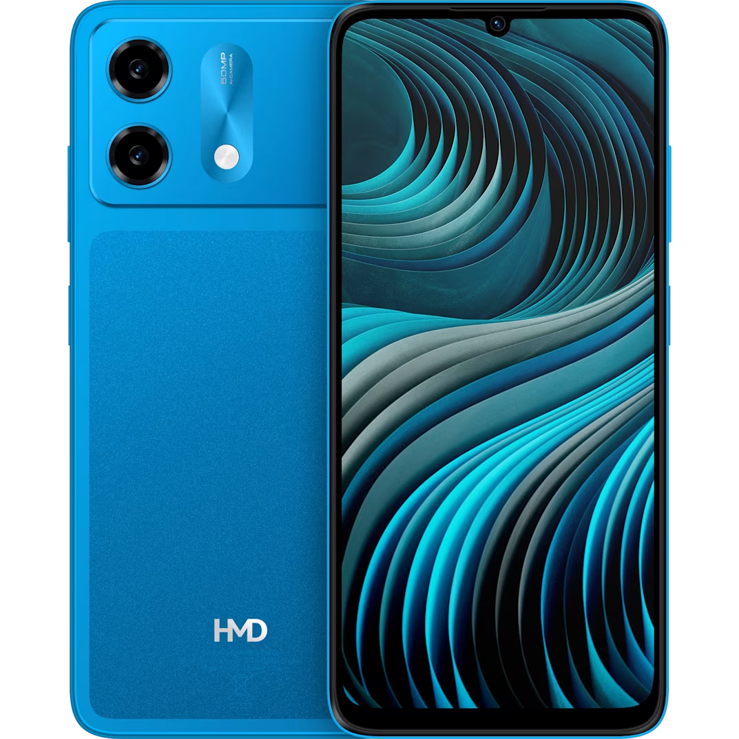 HMD Vibe2 5G, sininen Nordic Blue -värivaihtoehto.