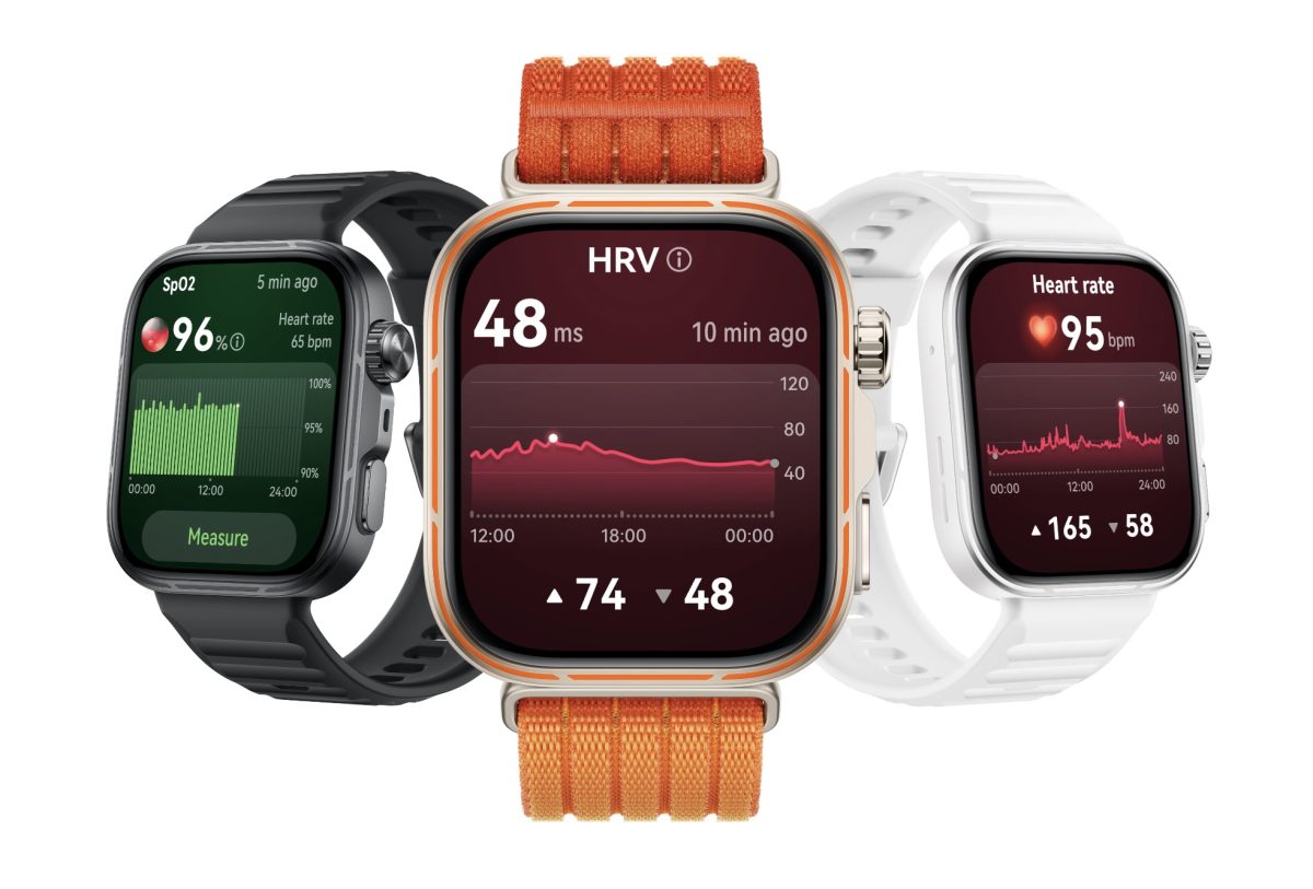 Huawei Watch Fit 5 Pro eri väreissä. Kello tarjoaa monipuoliset toiminnot sydämen terveyden seurantaan.