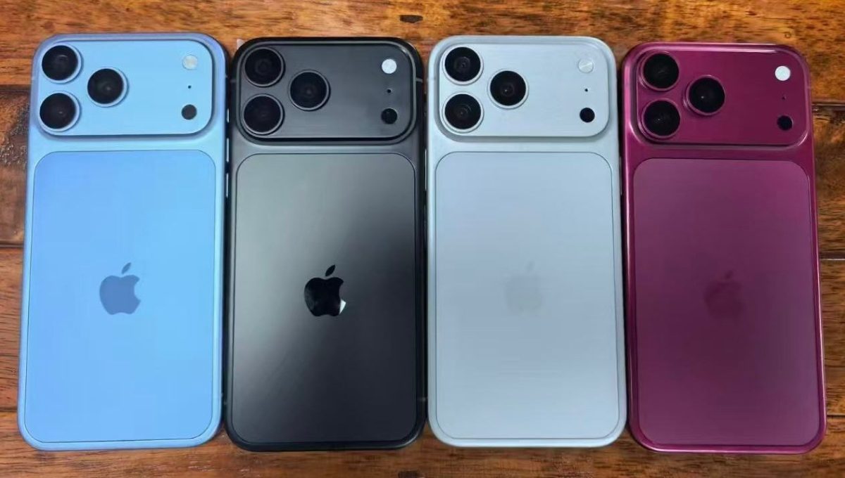 iPhone 18 Pron mallikappale neljänä eri värivaihtoehtona. Kuva: Sonny Dickson / X.