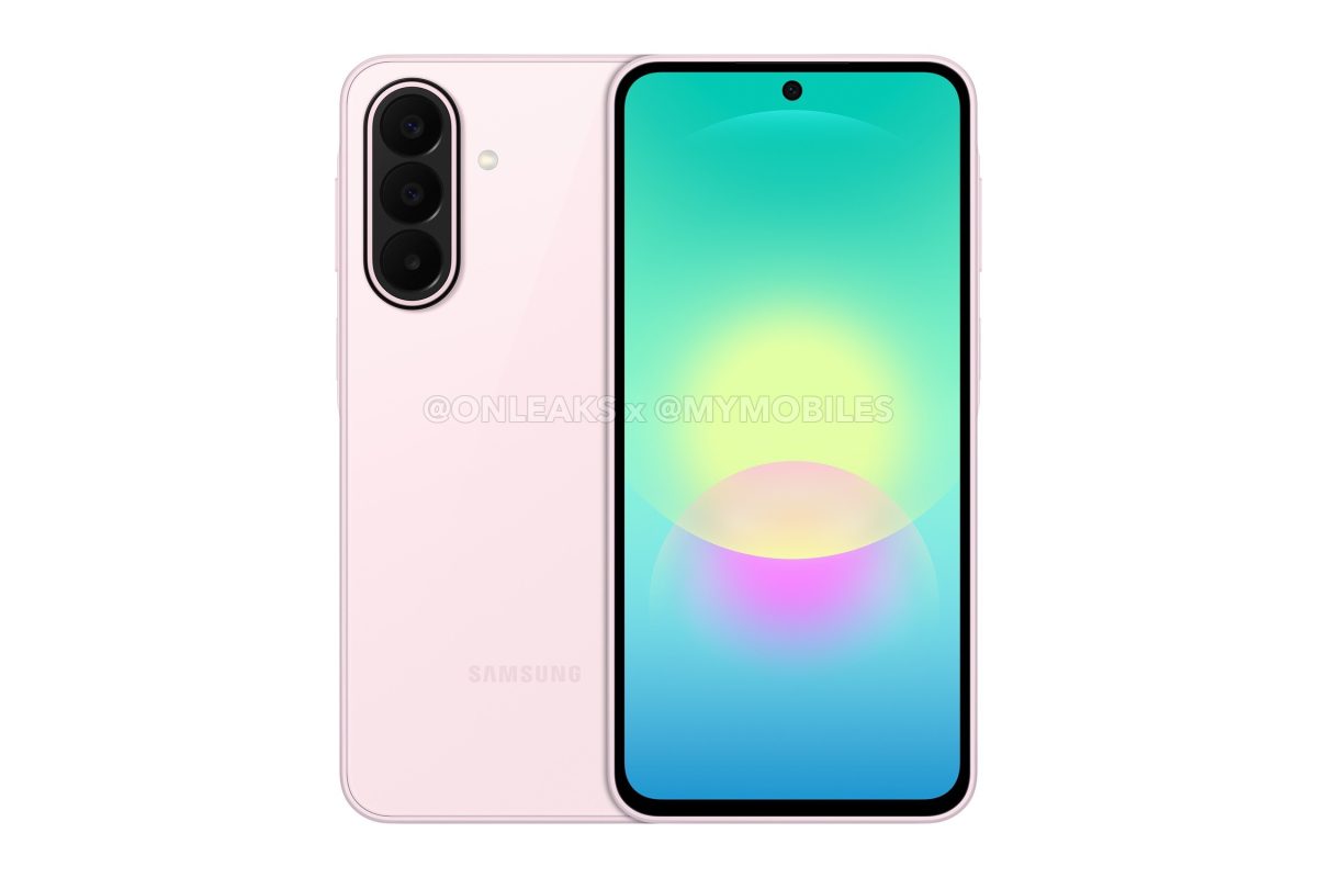 Samsung Galaxy A27 5G pinkkinä. Kuva: OnLeaks / MyMobiles.