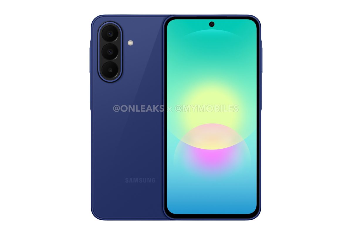 Samsung Galaxy A27 5G sinisenä. Kuva: OnLeaks / MyMobiles.