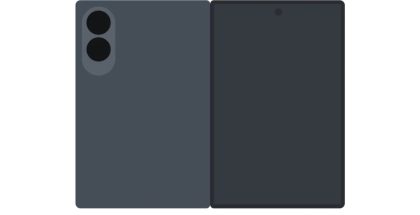 Samsungin ohjelmistosta paljastunut kuva leveämmästä taittuvanäyttöisestä puhelimesta.