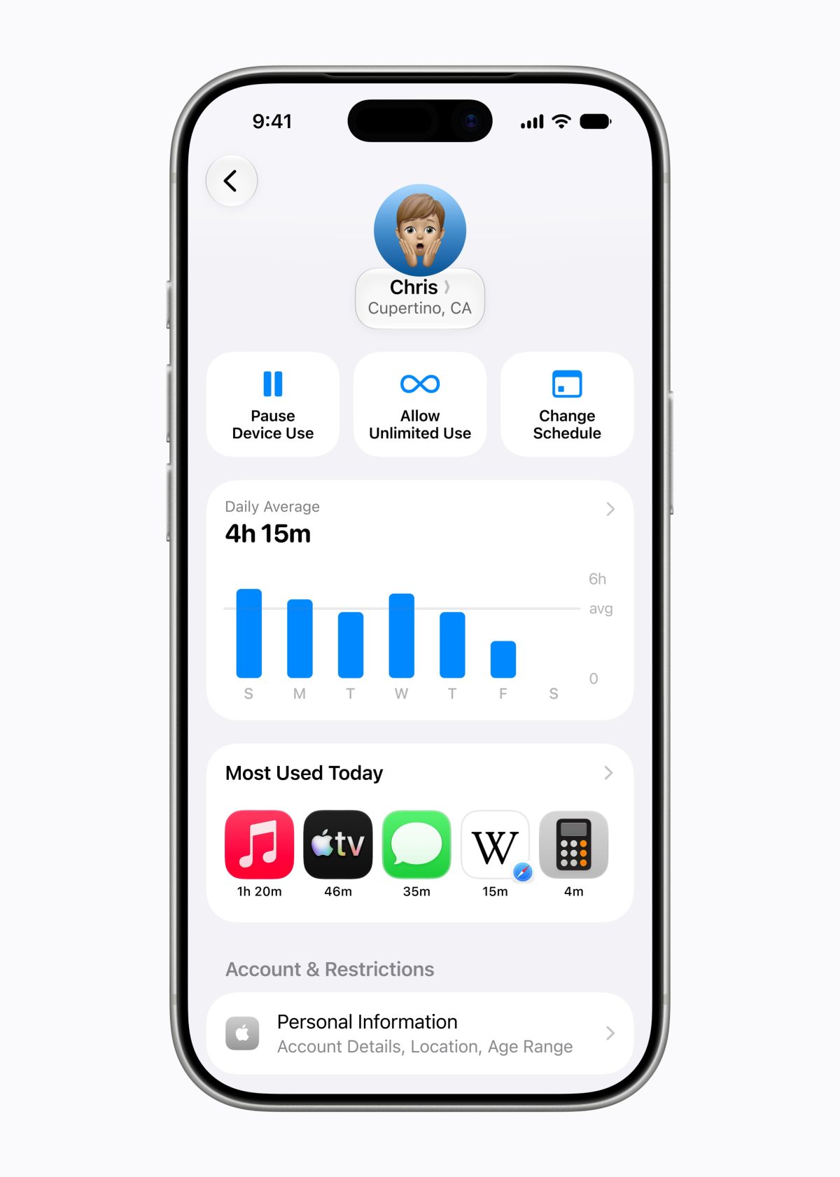 Ruutuaika-näkymä uudistuu iOS 27:ssä.
