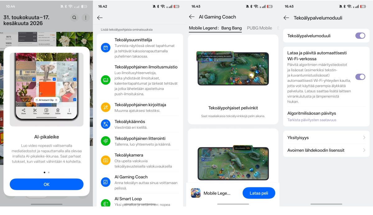 Esimerkkejä tekoälytoiminnoista Realme GT 8 Prolla.