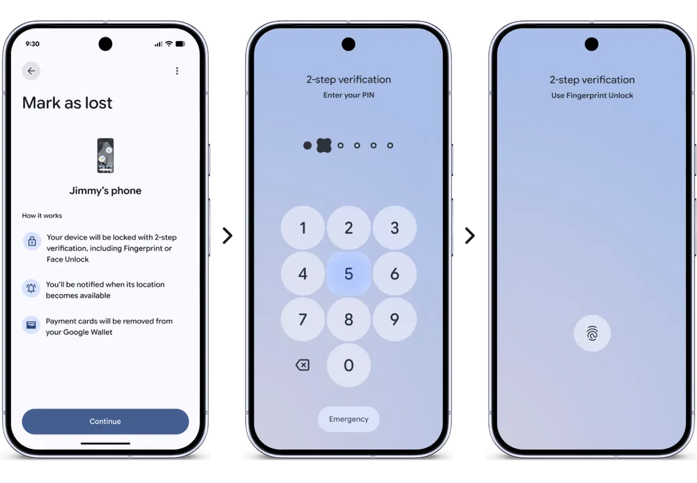 Android 17:n myötä kadonneeksi merkityn laitteen avaamiseksi voi edellyttää biometristä tunnistautumista.