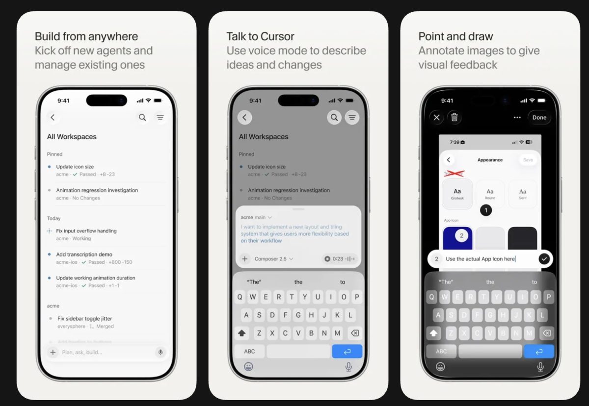 Cursor-sovellus iPhonelle.