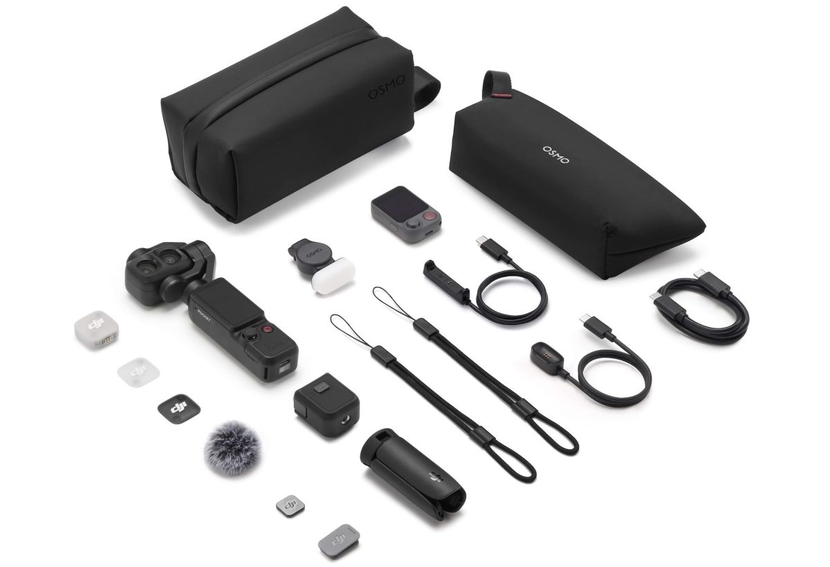 DJI Osmo Pocket 4P:n Vlog Kit -paketin varustus.
