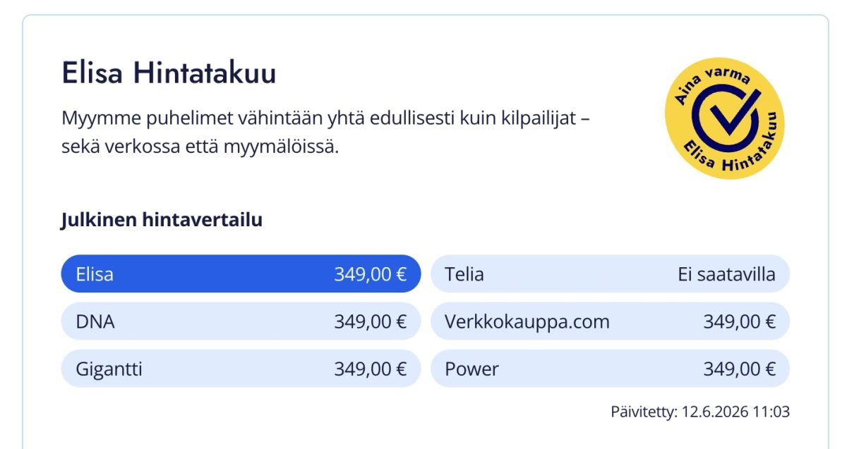 Esimerkki Elisa Hintatakuusta.
