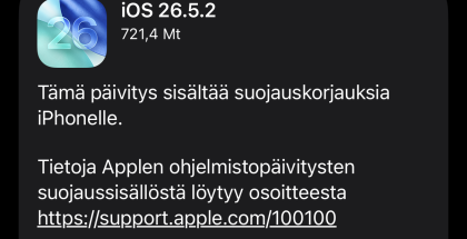 iOS 26.5.2 on nyt ladattavissa.