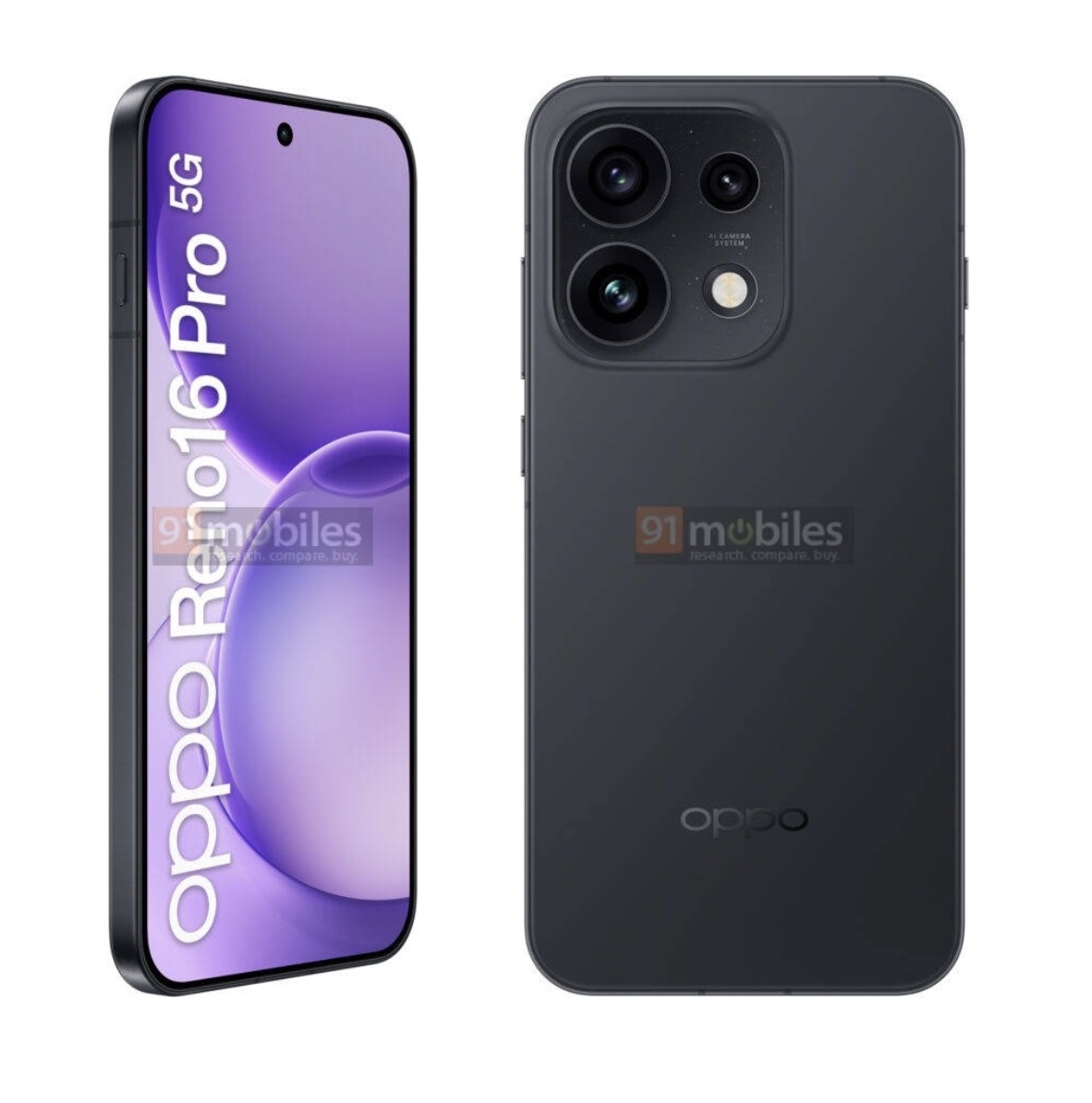 Oppo Reno16 Pro. Kuvat: 91mobiles.