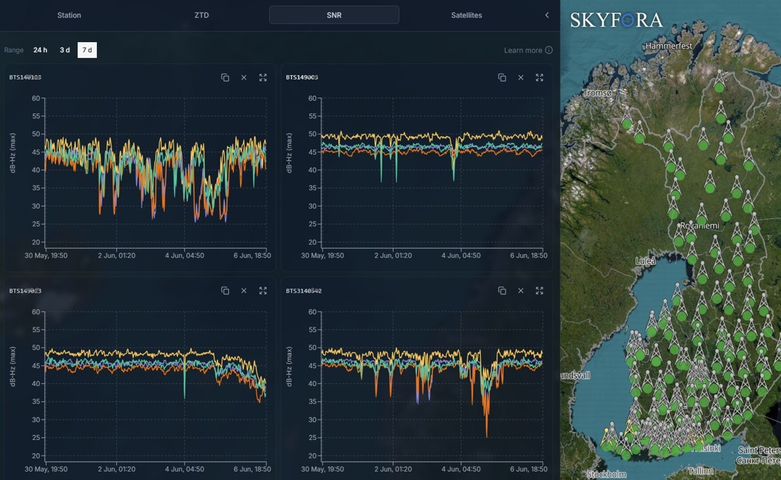 Esimerkki GNSS-häirintänäkymästä.