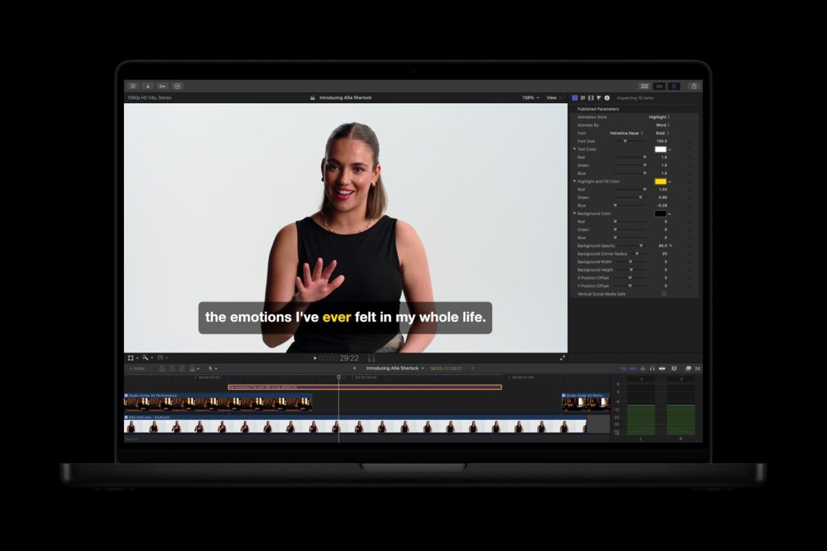 Final Cut Pro saa muun muassa tekstitysten luomisen tekoälyllä.