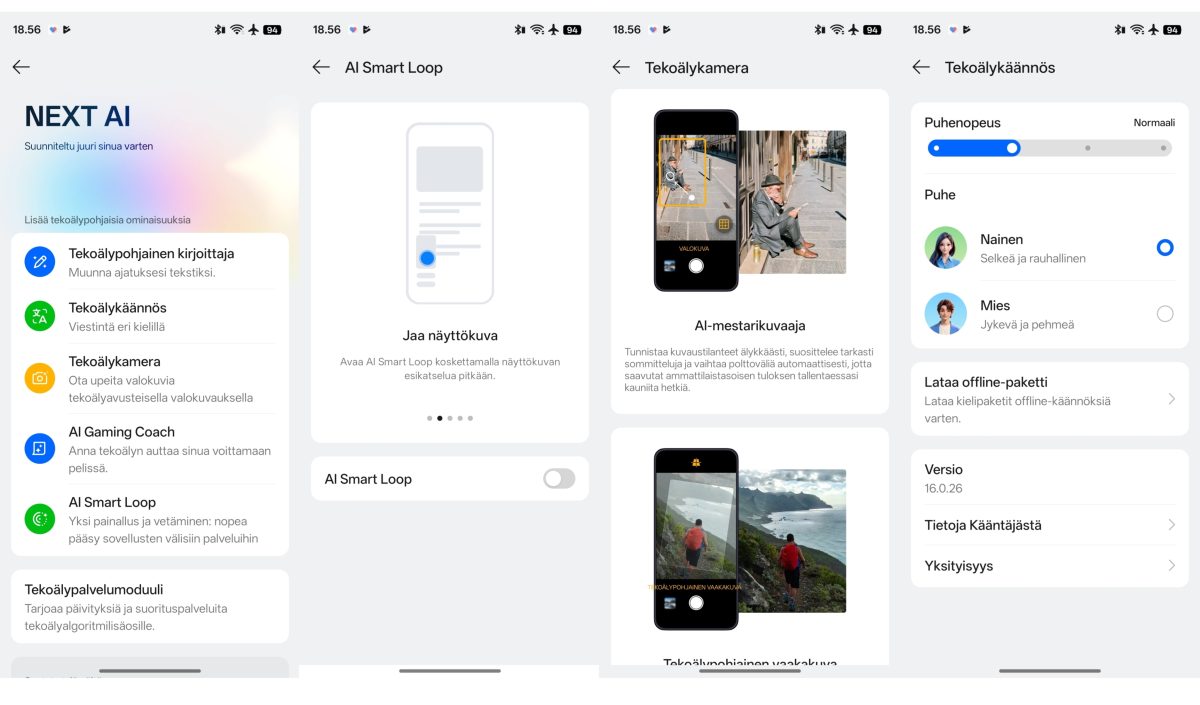 Realme UI 7.0:n tekoälyominaisuuksia Realme 16 Pro+ 5G:llä.