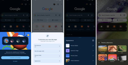 Google Chrome saa kustomoitavan uuden välilehden taustan myös Androidilla. Kuvat: 9to5Google.