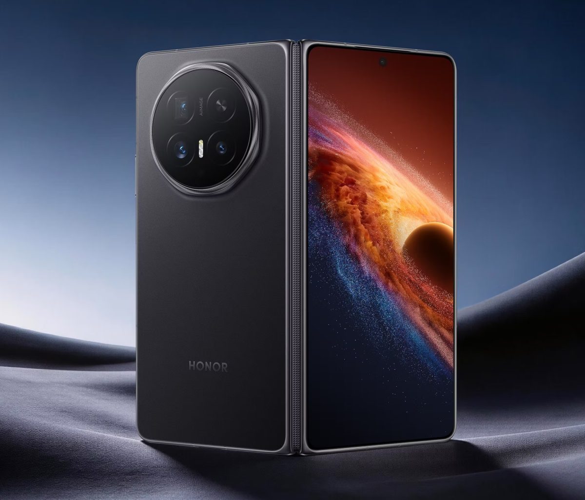 Honor Magic V6:n musta värivaihtoehto.