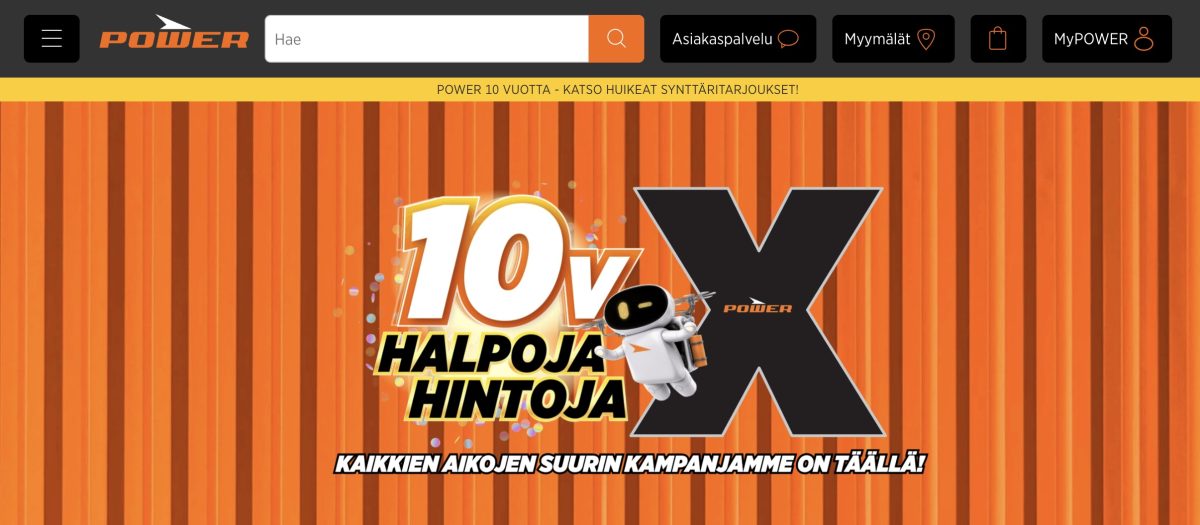 Power juhlistaa 10 vuotta Suomessa synttäritarjouksilla.