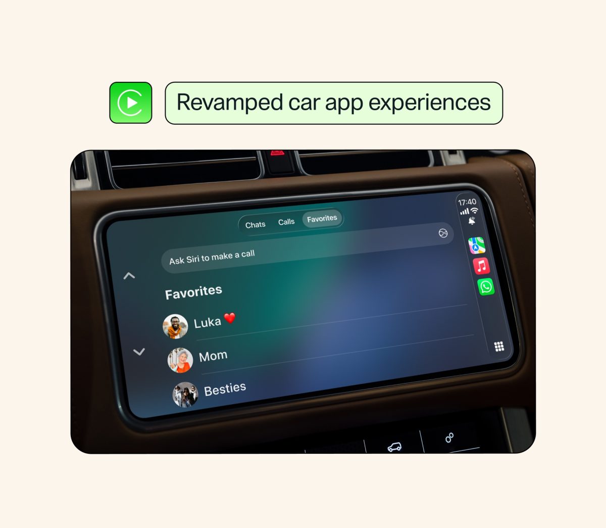 WhatsAppin CarPlay- ja Android Auto -käyttökokemus uudistuu.