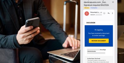 Kilpi-sovelluksen tietokantaan on ilmestynyt ilmoituksia DocuSign-huijausviesteistä. Kuva: Suomen Telemarkkinointiliitto.