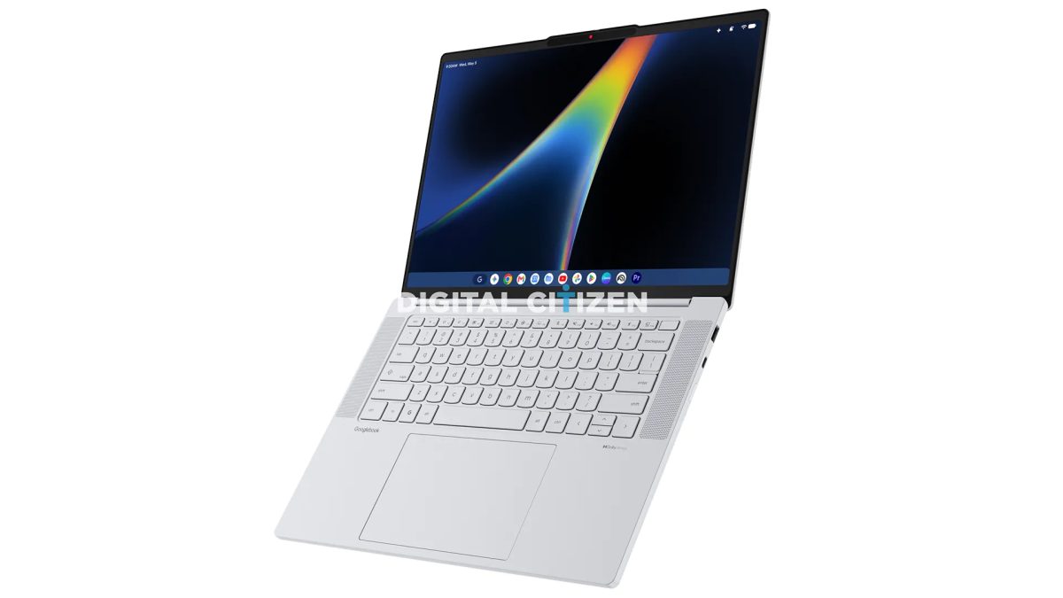 Lenovo Googlebook 15 enemmän avattuna. Kuva: Digital Citizen.