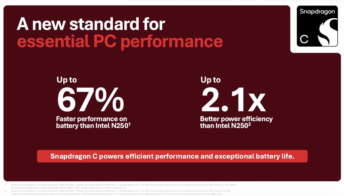 Qualcomm vertailee Snapdragon C:tä Intel N250:een.