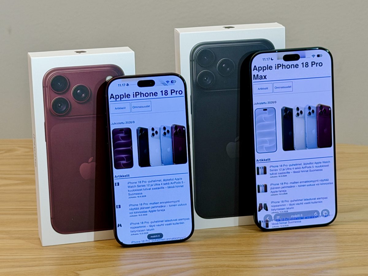 iPhone 18 Pro ja iPhone 18 Pro Max.