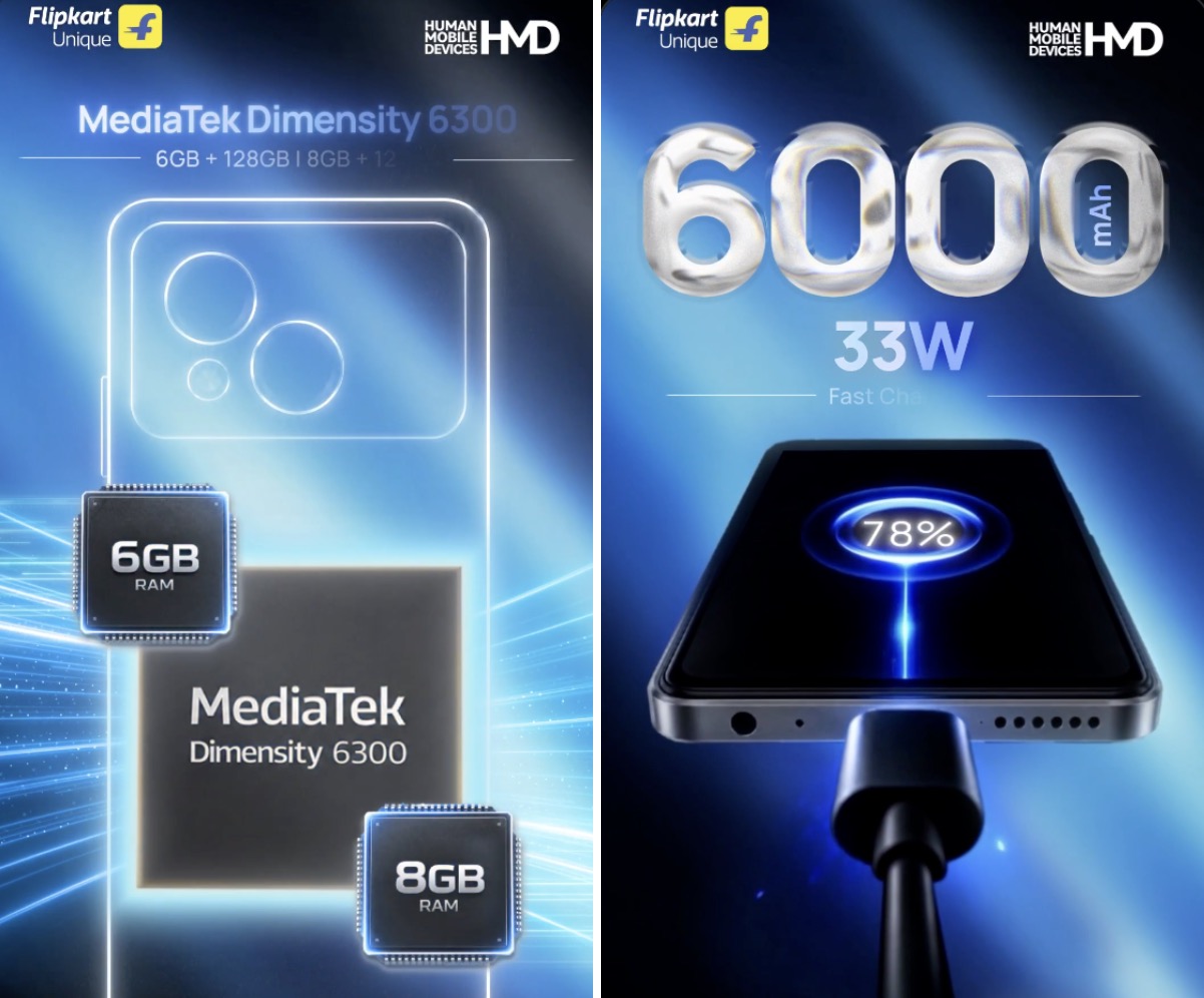 HMD Vibe2 Pro 5G sisältää 6 000 milliampeeritunnin akun.