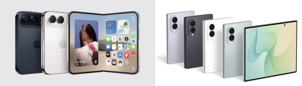iPhone Duo ja Samsung Galaxy Z Fold8.
