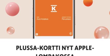 Plussa-kortin voi nyt lisätä Applen Lompakkoon käytettäväksi iPhonessa ja Apple Watchissa.