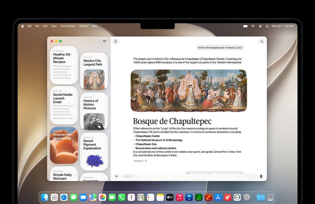 macOS 27 Golden Gate sisältää Siri-sovelluksen.