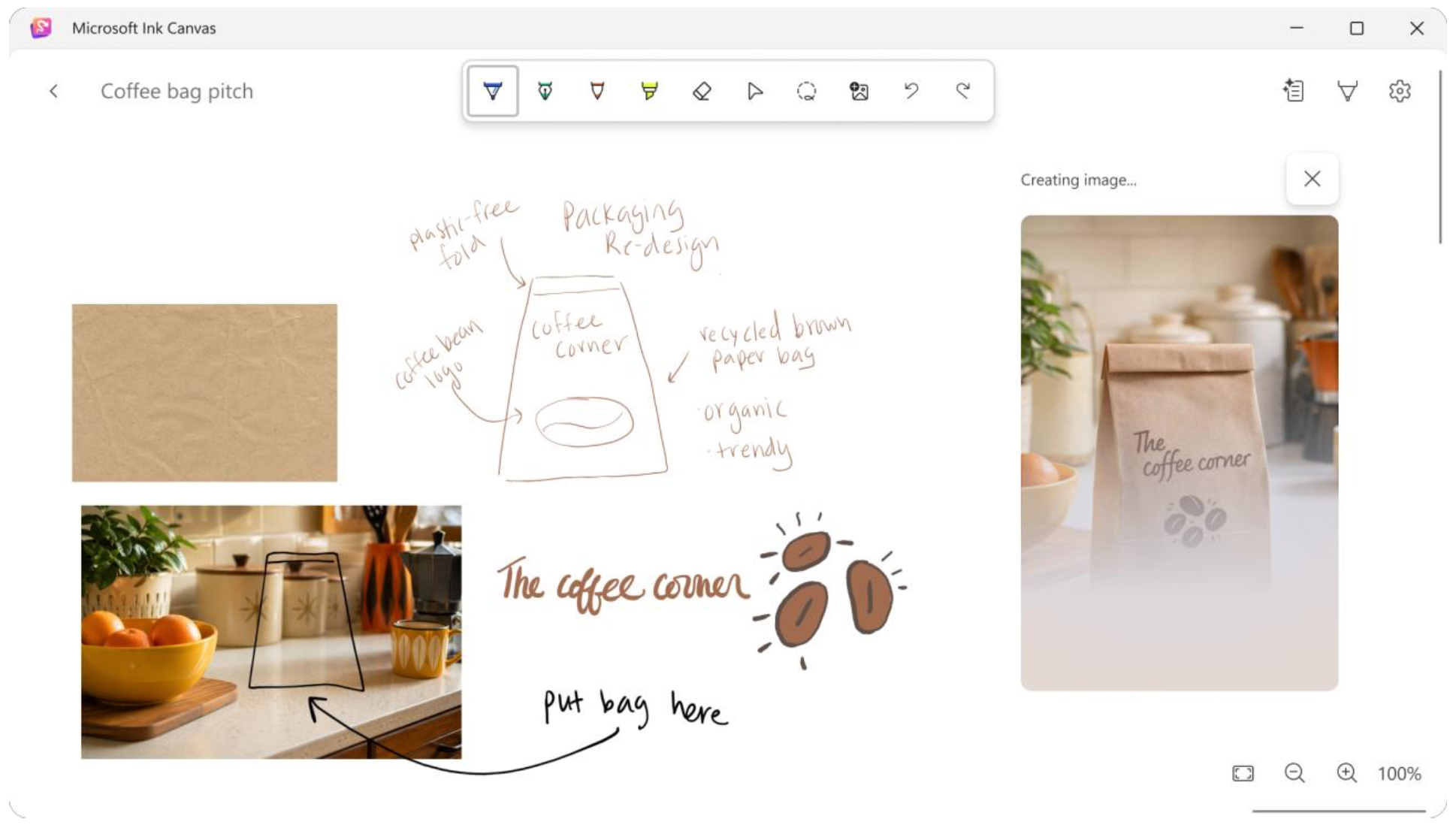 Microsoft Ink Canvas -sovellus.