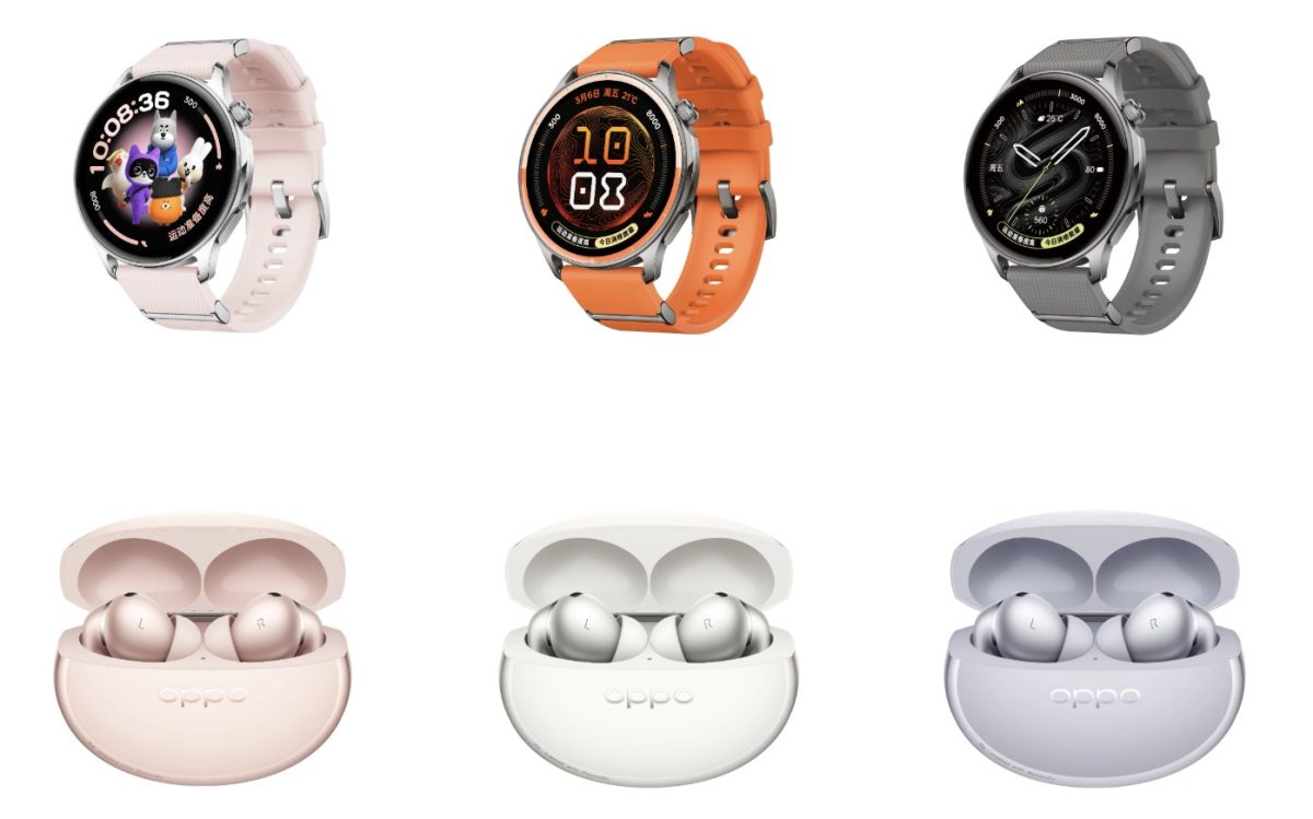 Oppo Watch S2:n ja Enco X4:n värivaihtoehdot Kiinassa.