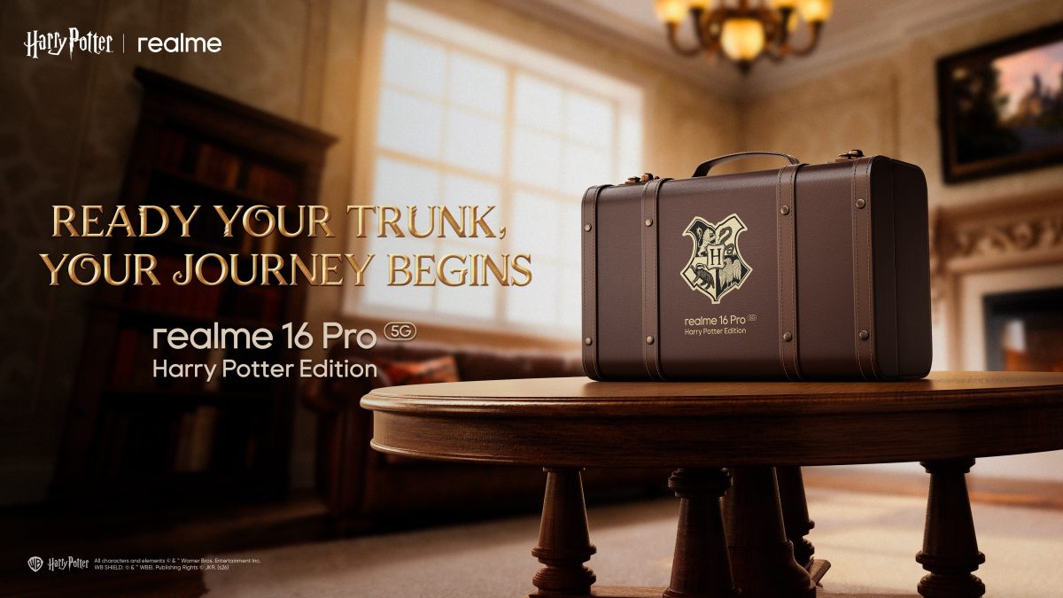 Realme 16 Pro 5G Harry Potter Editionin pakkaus muistuttaa salkkaus.