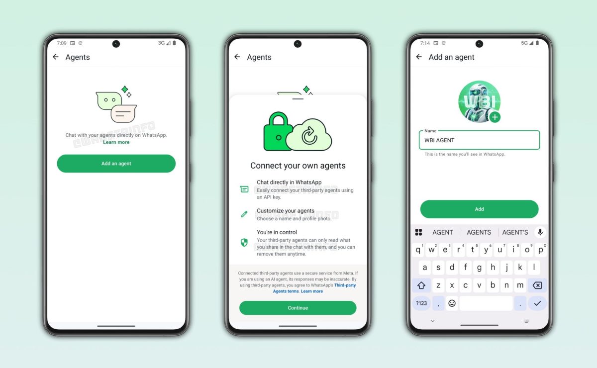 WhatsAppin rakennetaan tukea tekoälyagenttien käyttämiselle. Kuva: WABetaInfo.
