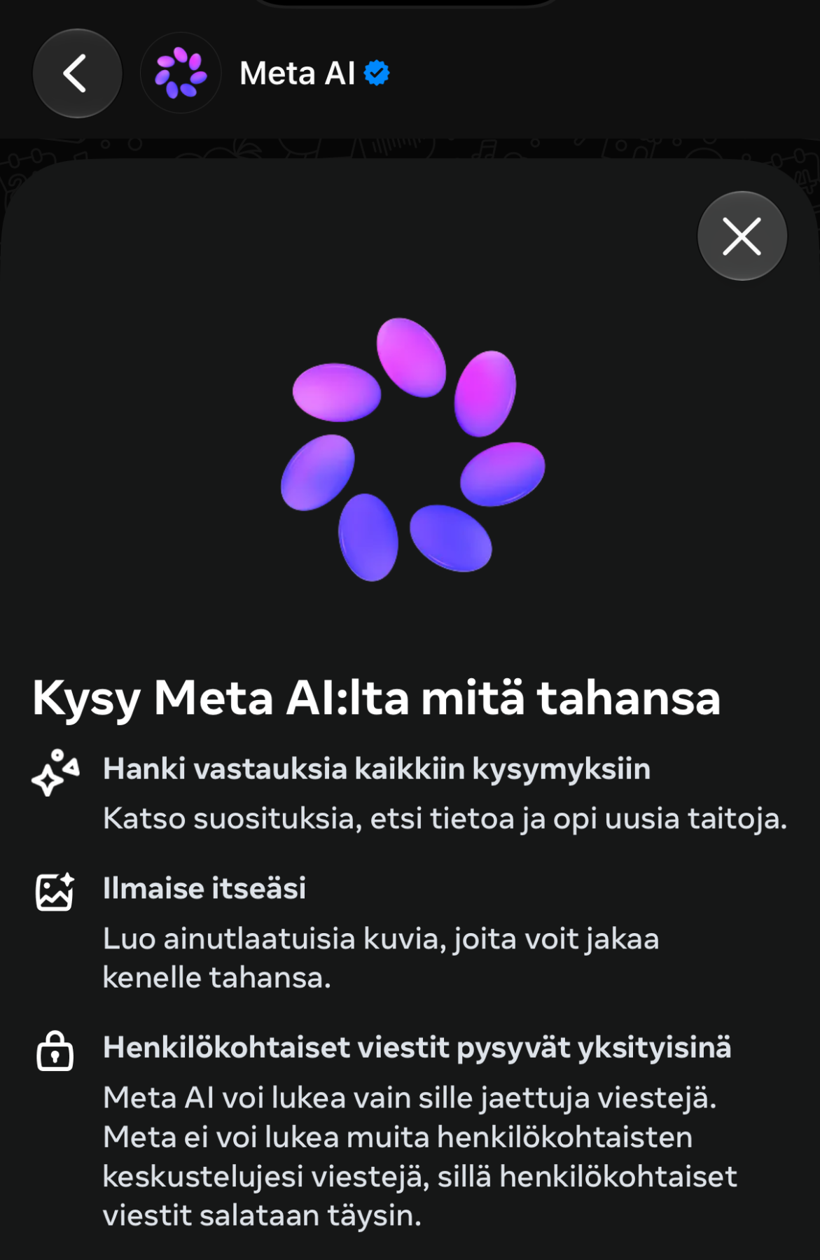 Meta AI WhatsAppissa.
