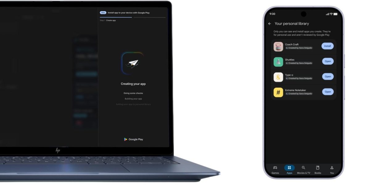 Google Play saa tuen käyttäjän itse luomille sovelluksille.
