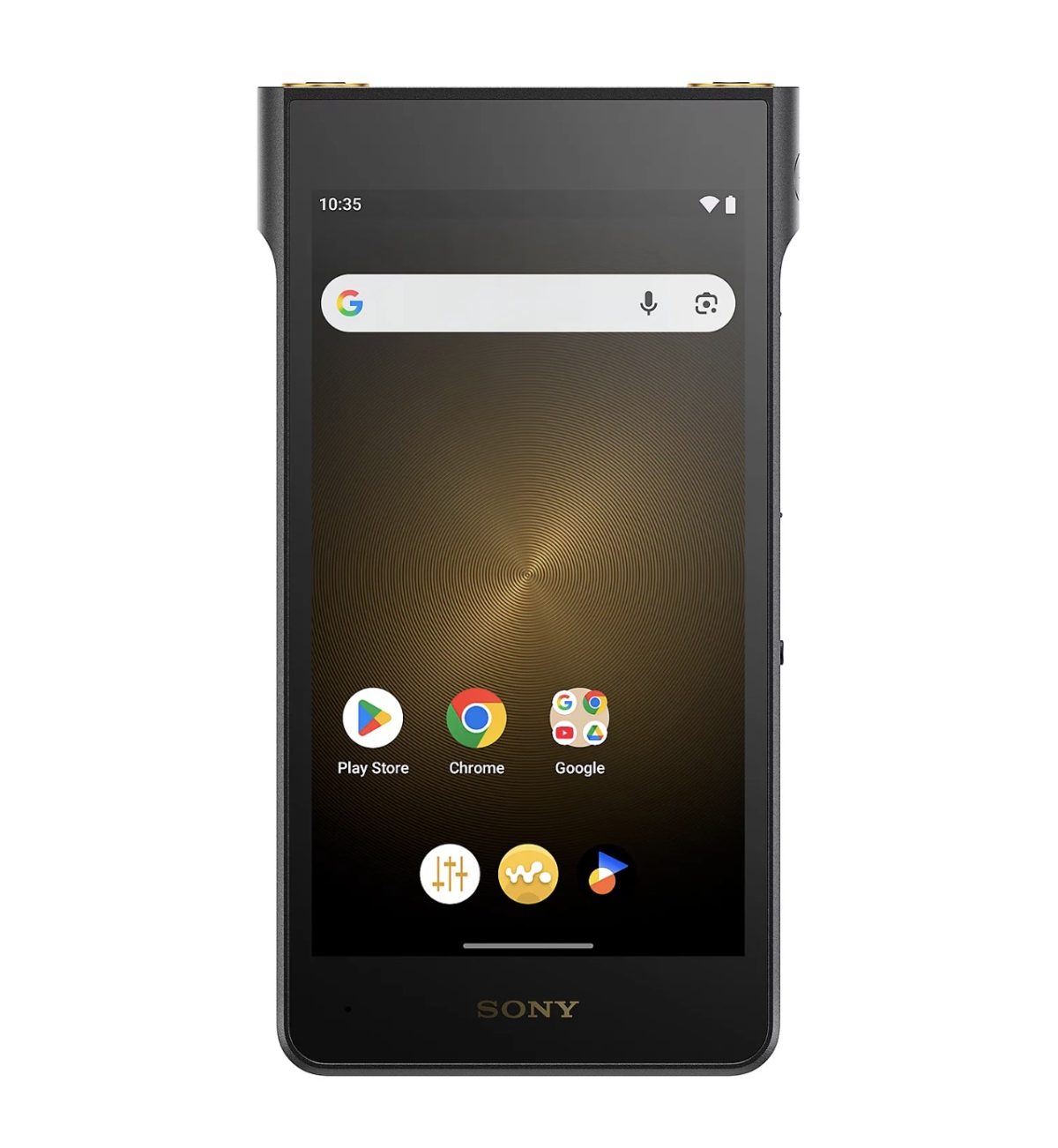 Sony NW-WM1AM3 ja Androidin aloitusnäyttö.