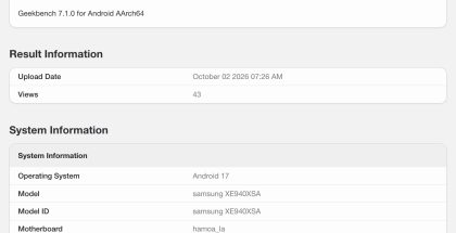 Geekbenchistä paljastunut Samsungin tuleva Googlebook-läppäri.