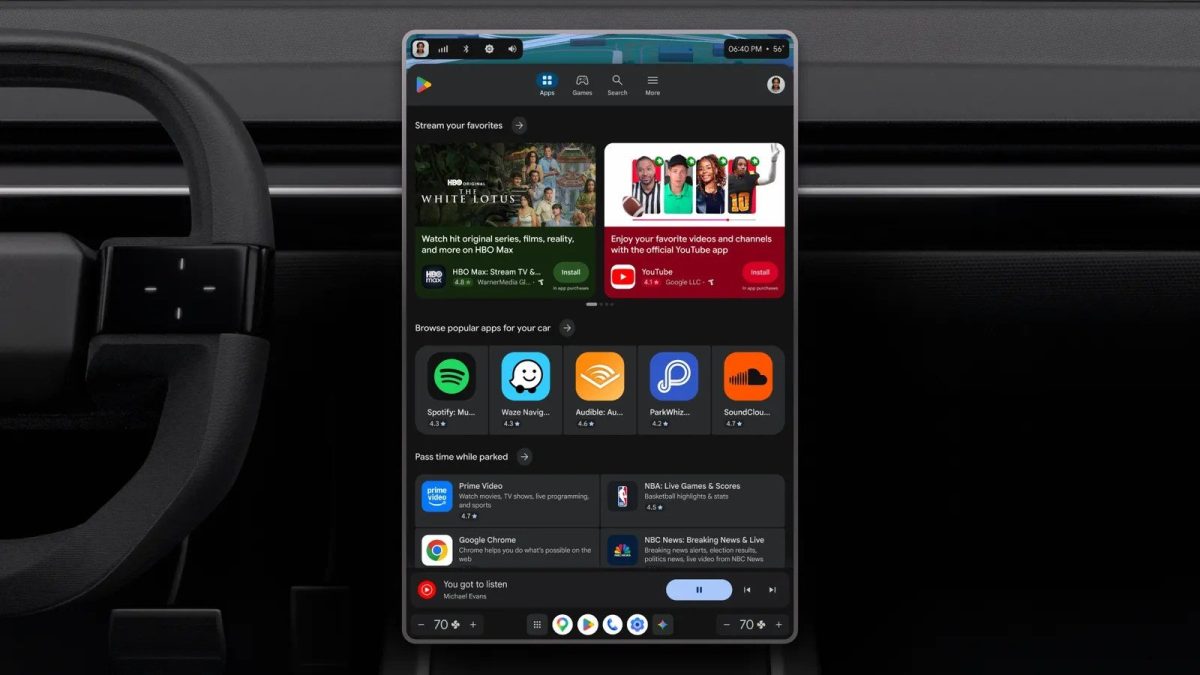 Google buit-in -autoissa Google Play mukautuu jatkossa paremmin erimuotoisille näytöille.