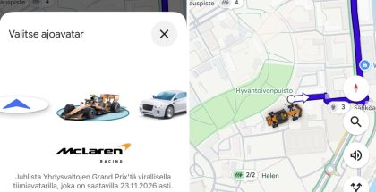 Google Mapsin ajoavatariksi voi nyt valita McLaren-tallin Formula 1 -auton.