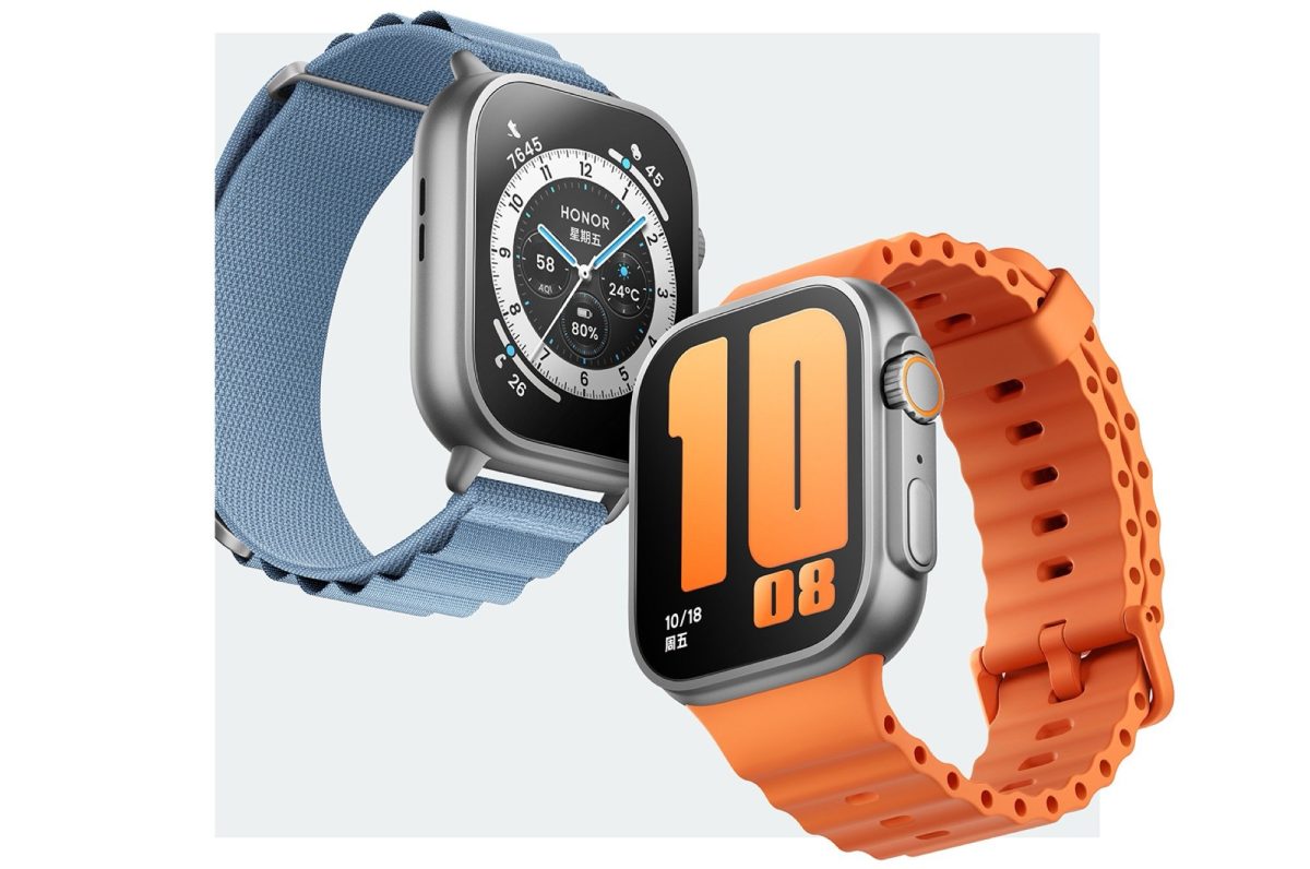 Honor Watch Fit 6 kahdella erilaisella rannekkeella.