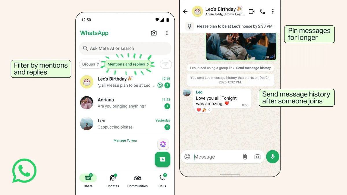 WhatsApp esitteli uudistuksia ryhmäkeskusteluihin.